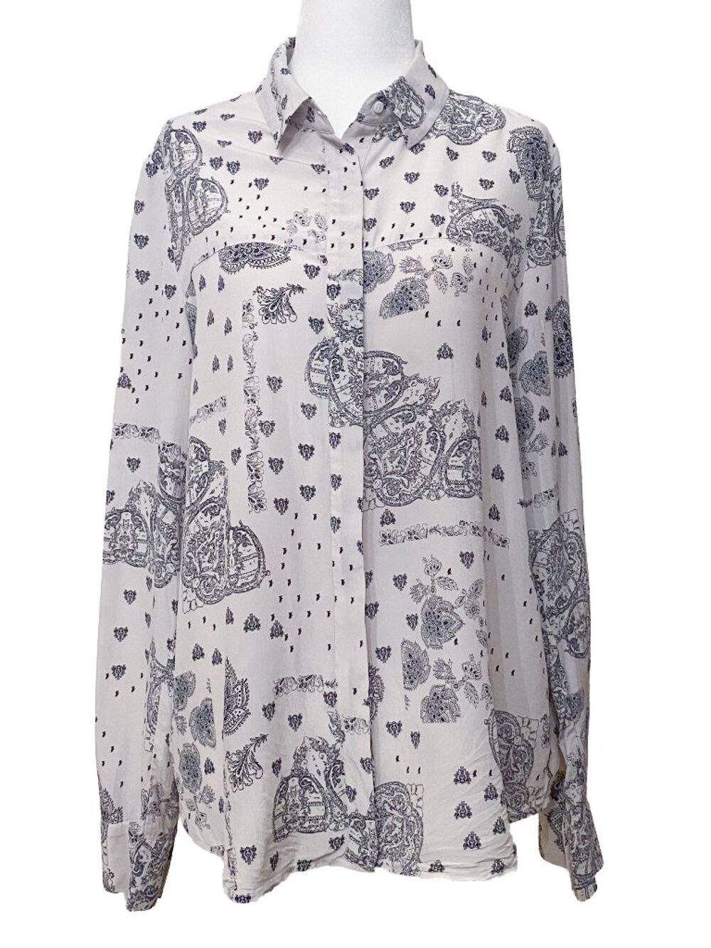 Comptoir des Cotonniers Bertilla 100% Silk Paisley Patchwork Blouse Shirt Top 38